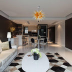 Golden Bloom Artisan Blown Glass Chandelier - Modern White and Amber Gold - BeyPan