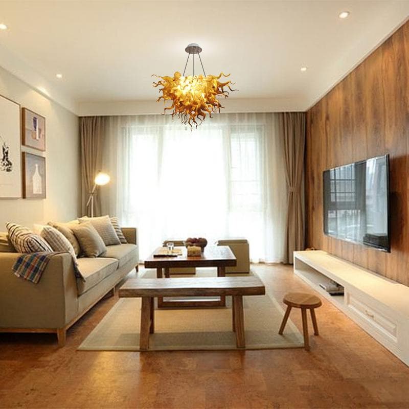Golden Ember Artisan Blown Glass Chandelier - Modern Amber and Gold Zweitbild
