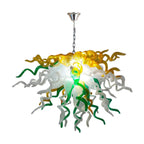 Golden Meadow Artisan Blown Glass Chandelier - Vibrant Emerald Green and Sun - BeyPan
