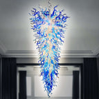 Grand Arctic Cascade Blown Glass Chandelier - Extra Large Blue and White Inverted Cone - BeyPan