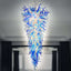 Grand Arctic Cascade Blown Glass Chandelier - Extra Large Blue and White Inverted Cone - BeyPan