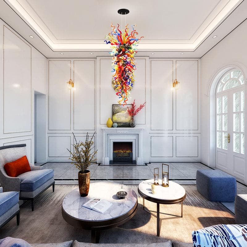 Grand Carnival Murano Style Glass Chandelier - Giant Vertical Multi-Color Zweitbild