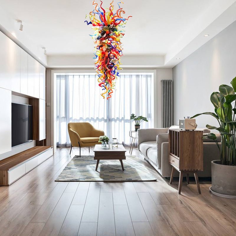 Grand Carnival Murano Style Glass Chandelier - Giant Vertical Multi-Color - BeyPan
