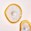 Hand Blown Glass Wall Plates Crystal Golden And Pearl White D10inches - BeyPan