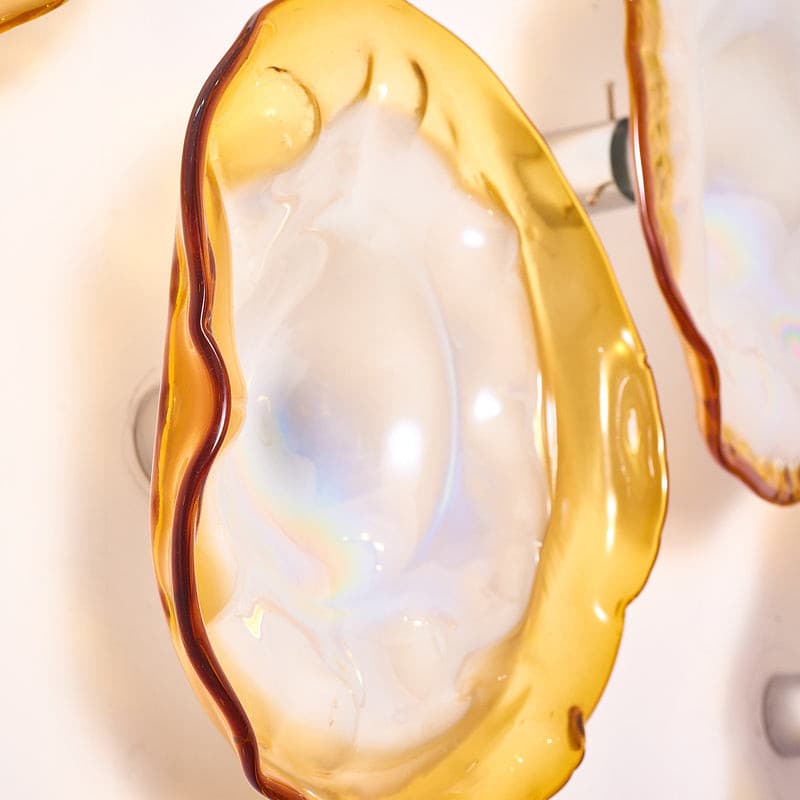 Hand Blown Glass Wall Plates Crystal Golden And Pearl White D10inches - BeyPan