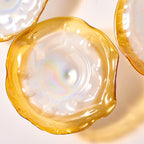 Hand Blown Glass Wall Plates Crystal Golden And Pearl White D10inches - BeyPan