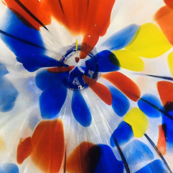 Hand-Blown Murano Glass Wall Art - Colorful Spotted Glass Plate 12 Inch - BeyPan