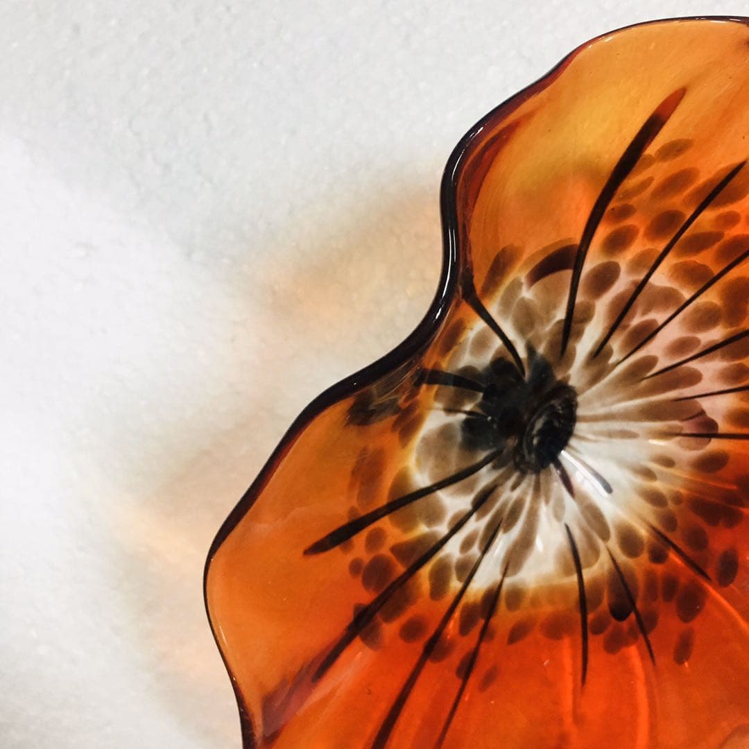 Hand Blown Murano Glass Wall Plate Orange And Brown Spots D12inches Zweitbild