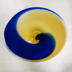 Hand Blown Murano Glass Wall Plates Blue And Yellow D12inches - BeyPan