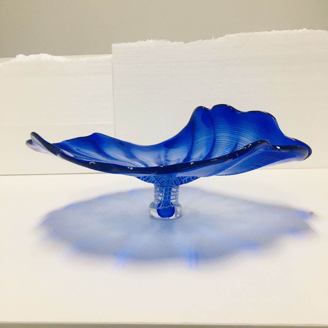 Hand Blown Murano Glass Wall Plates Blue Color D12inches - BeyPan