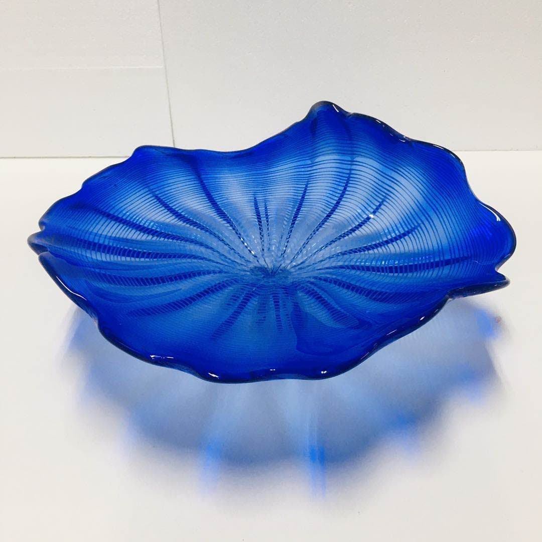 Hand Blown Murano Glass Wall Plates Blue Color D12inches - BeyPan