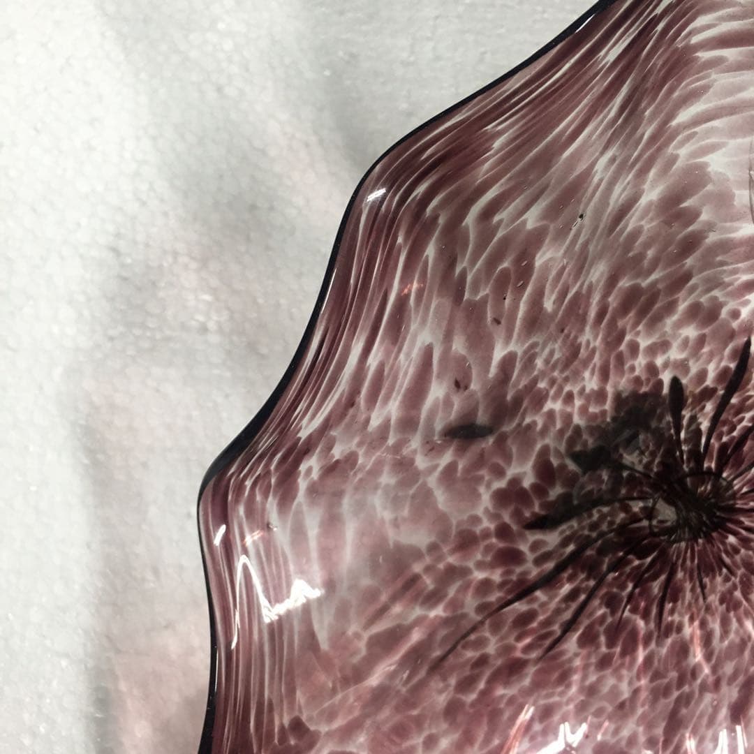 Hand Blown Murano Glass Wall Plates Clear Brown Color D12Inches - BeyPan