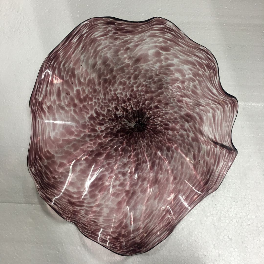 Hand Blown Murano Glass Wall Plates Clear Brown Color D12Inches - BeyPan