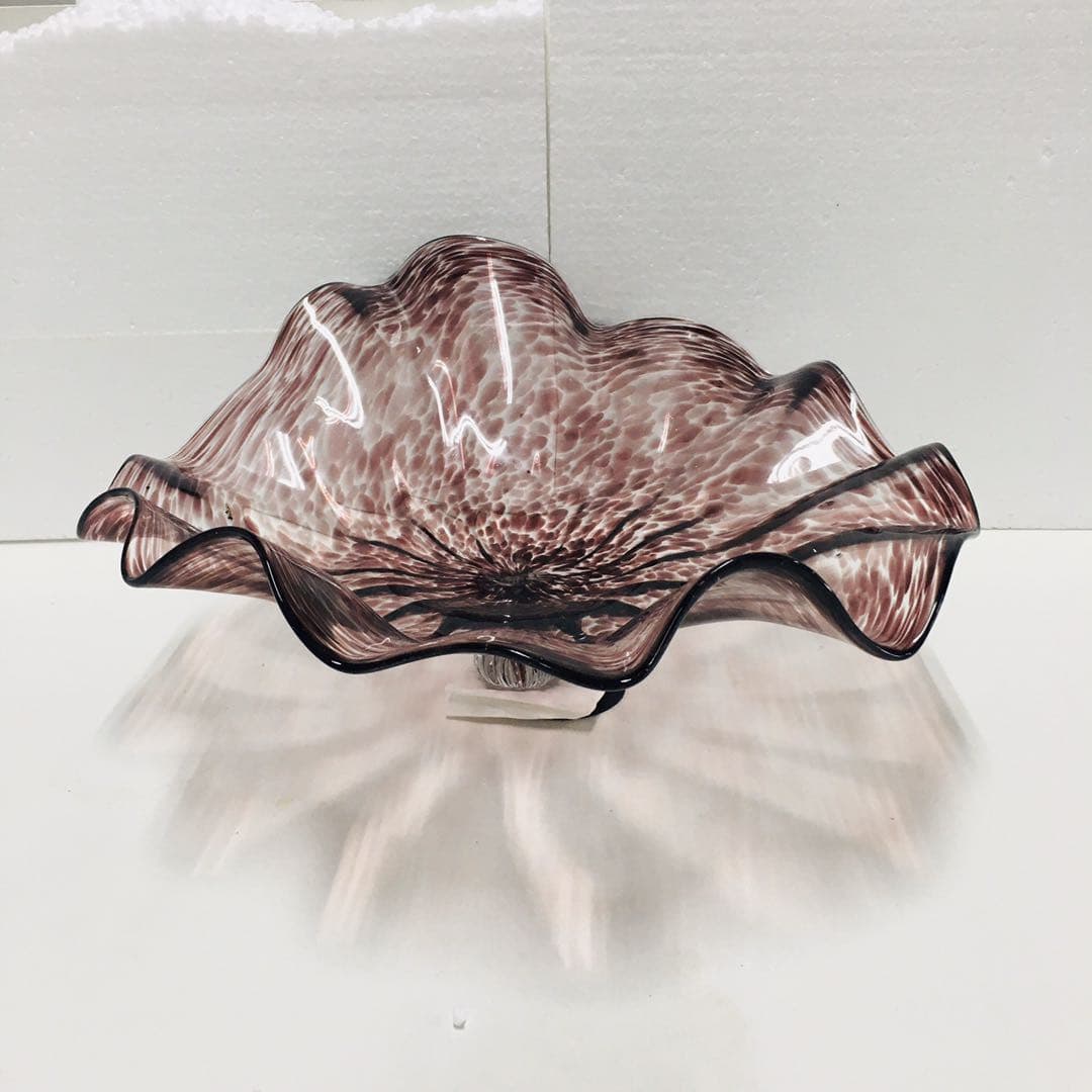 Hand Blown Murano Glass Wall Plates Clear Brown Color D12Inches - BeyPan