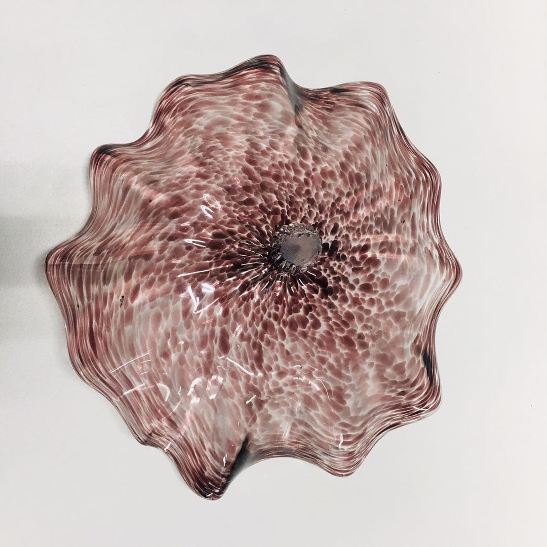Hand Blown Murano Glass Wall Plates Clear Brown Color D12Inches - BeyPan