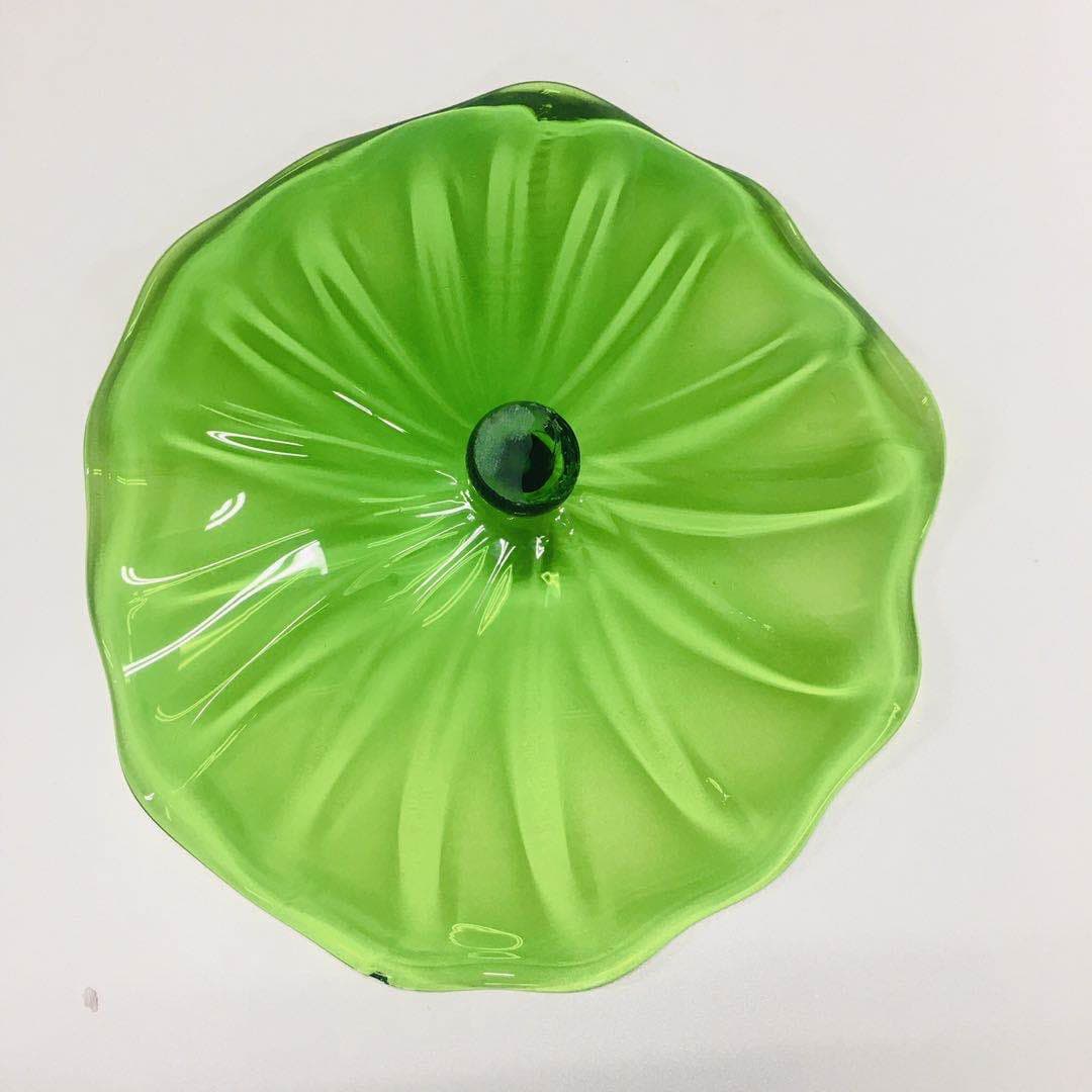 Hand Blown Murano Glass Wall Plates Clear Green Color D12Inches - BeyPan