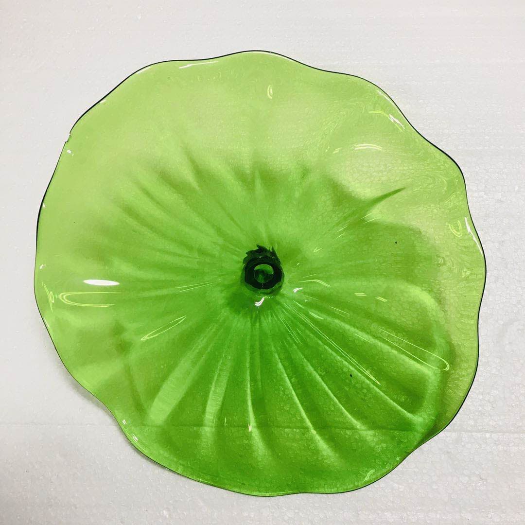 Hand Blown Murano Glass Wall Plates Clear Green Color D12Inches - BeyPan