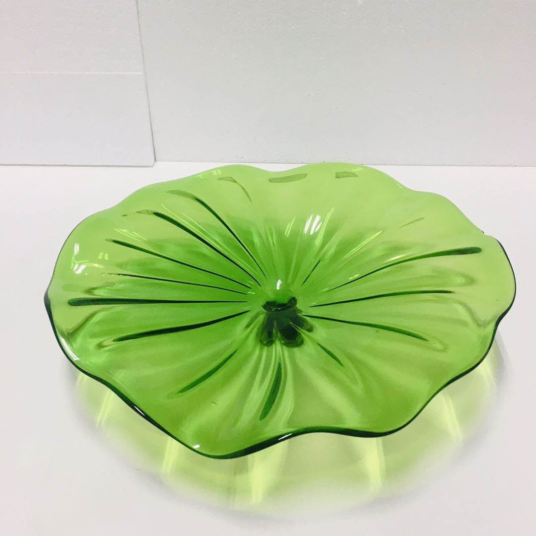 Hand Blown Murano Glass Wall Plates Clear Green Color D12Inches - BeyPan