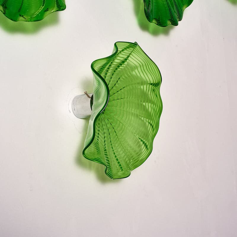 Hand Blown Murano Glass Wall Plates Clear Green D10Inches - BeyPan