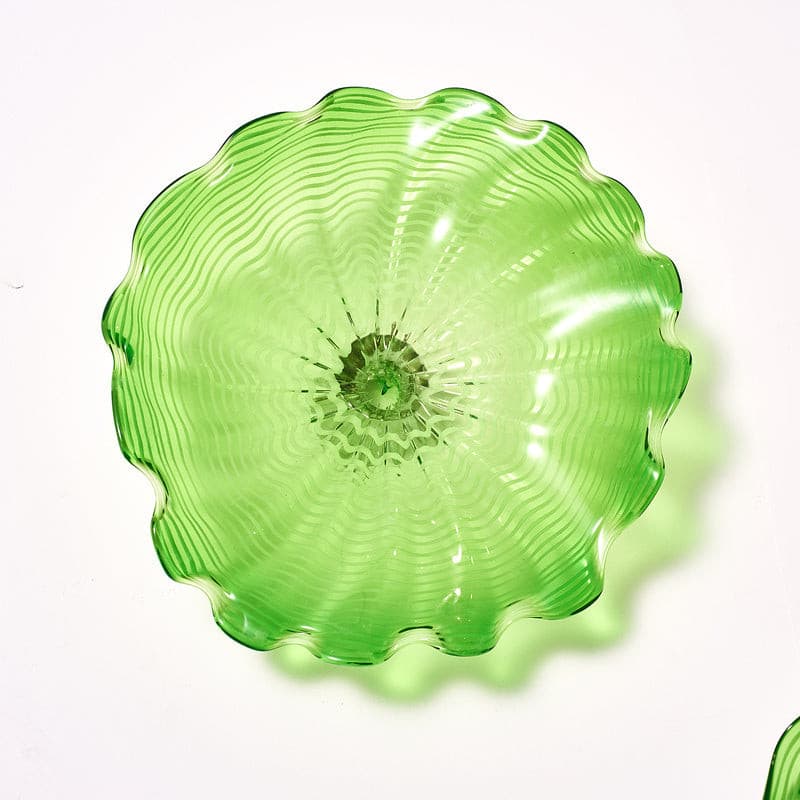 Hand Blown Murano Glass Wall Plates Clear Green D10Inches Zweitbild