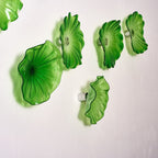 Hand Blown Murano Glass Wall Plates Clear Green D10Inches - BeyPan