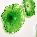 Hand Blown Murano Glass Wall Plates Clear Green D10Inches - BeyPan