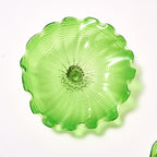 Hand Blown Murano Glass Wall Plates Clear Green D10Inches - BeyPan