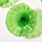 Hand Blown Murano Glass Wall Plates Clear Green D10Inches - BeyPan