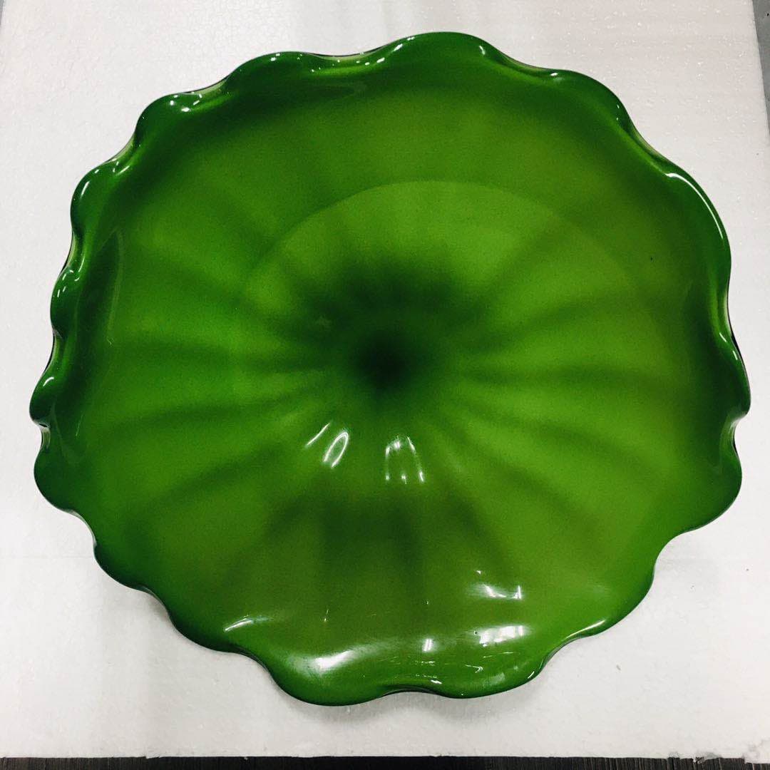 Hand Blown Murano Glass Wall Plates Green Color D12Inches - BeyPan
