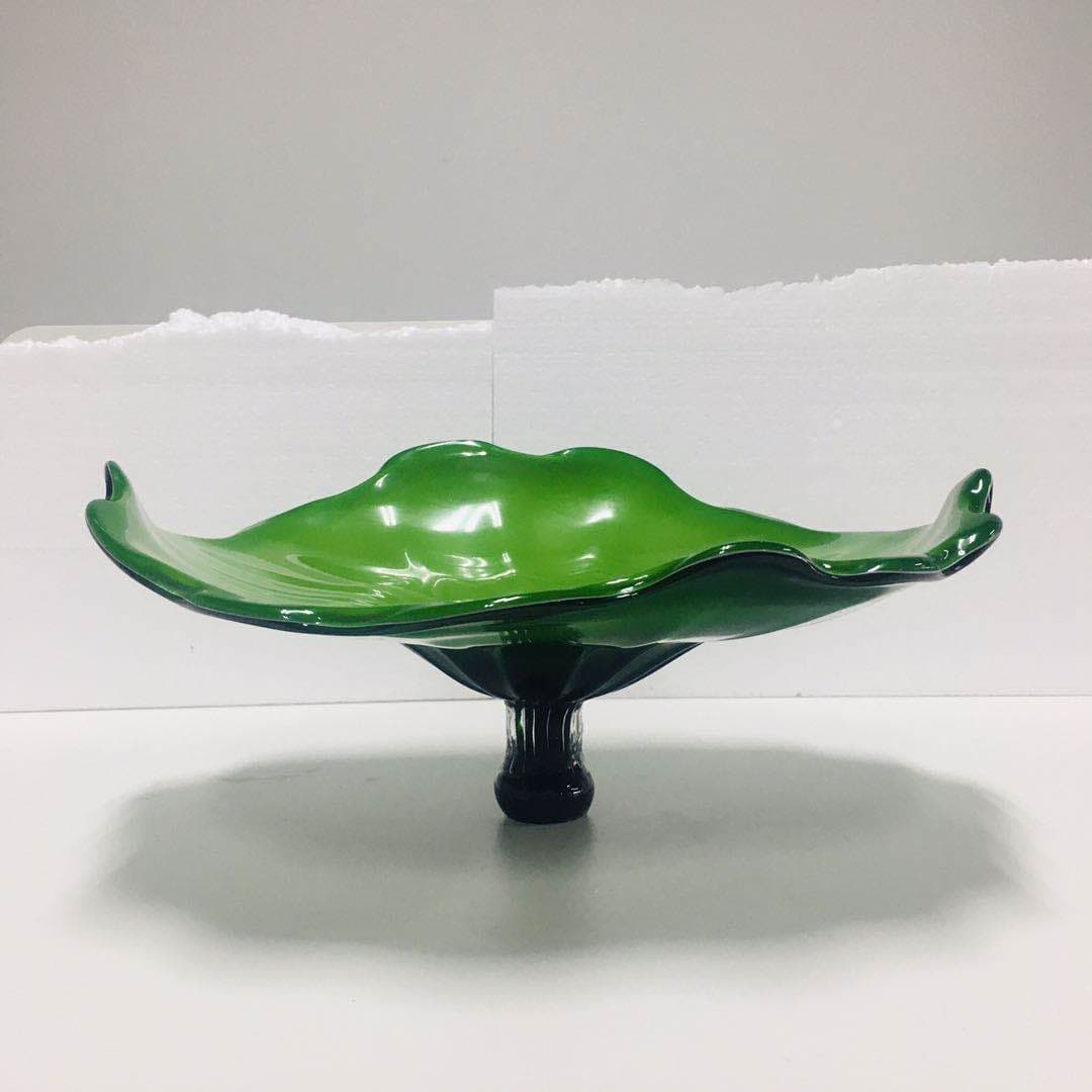 Hand Blown Murano Glass Wall Plates Green Color D12Inches - BeyPan