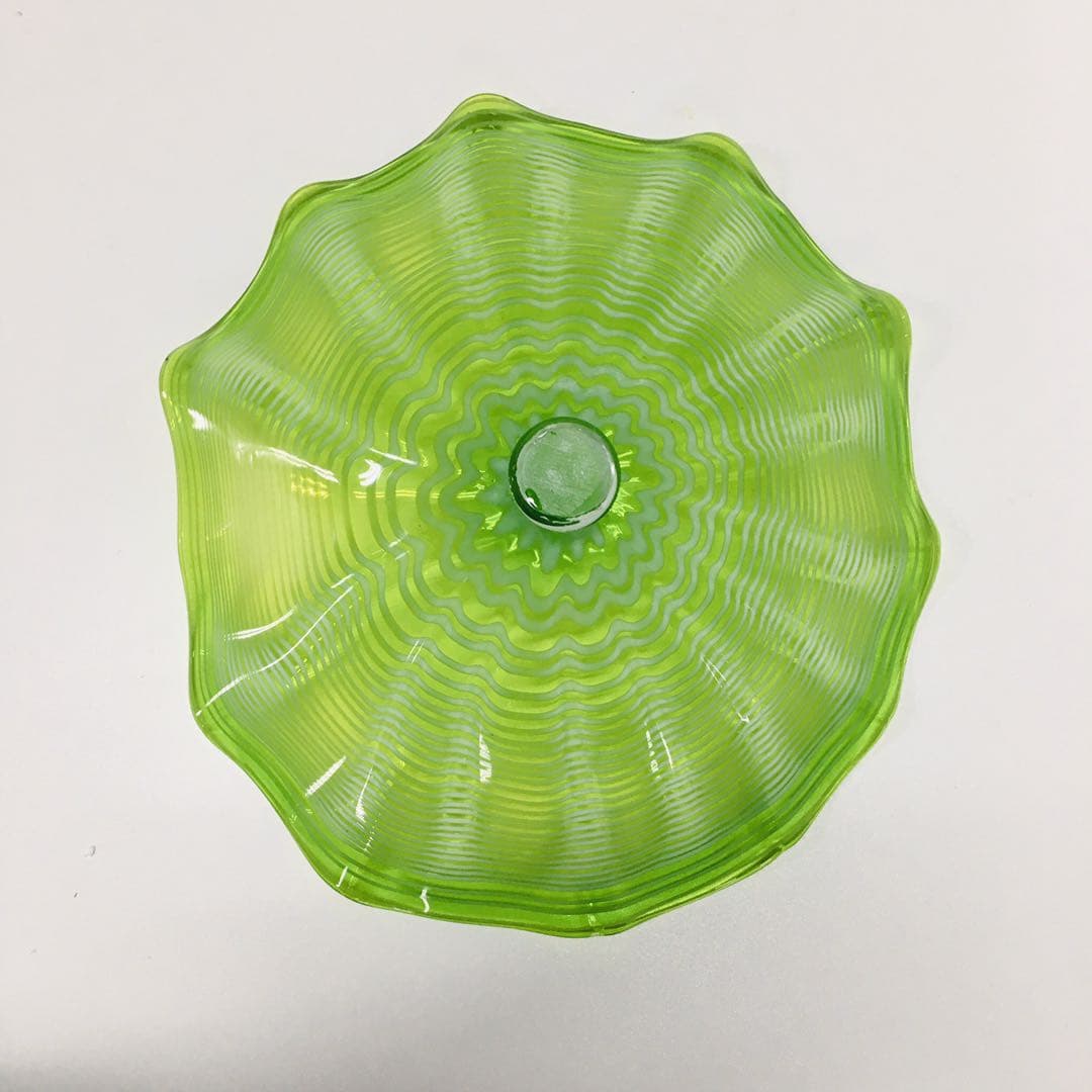 Hand Blown Murano Glass Wall Plates Green Color D12Inches - BeyPan