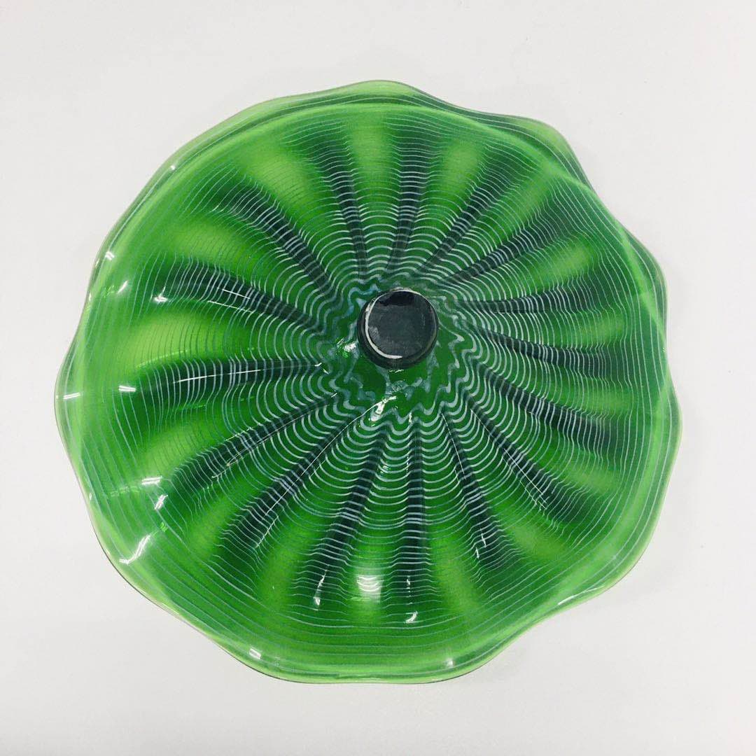 Hand Blown Murano Glass Wall Plates Green Color D12Inches - BeyPan