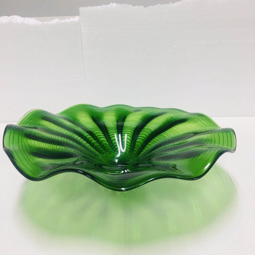 Hand Blown Murano Glass Wall Plates Green Color D12Inches - BeyPan