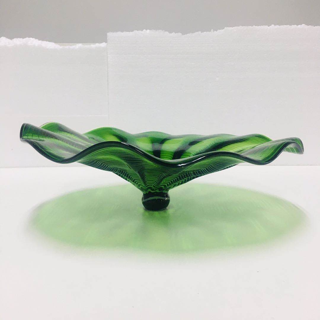 Hand Blown Murano Glass Wall Plates Green Color D12Inches - BeyPan