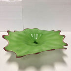 Hand Blown Murano Glass Wall Plates Green With Red Rim D12Inches - BeyPan