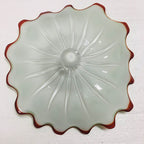 Hand Blown Murano Glass Wall Plates Green With Red Rim D12Inches - BeyPan