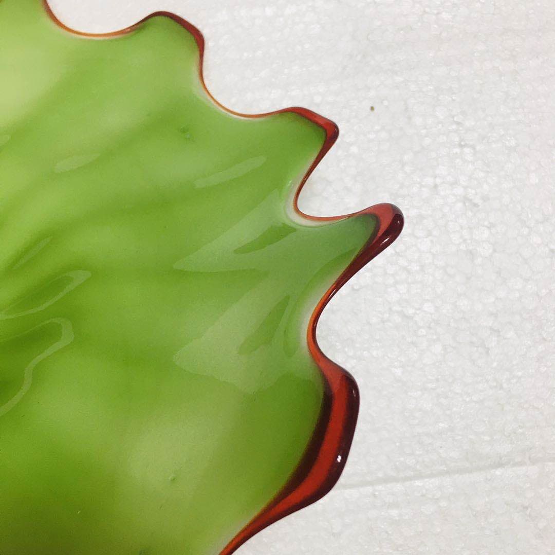 Hand Blown Murano Glass Wall Plates Green With Red Rim D12Inches - BeyPan