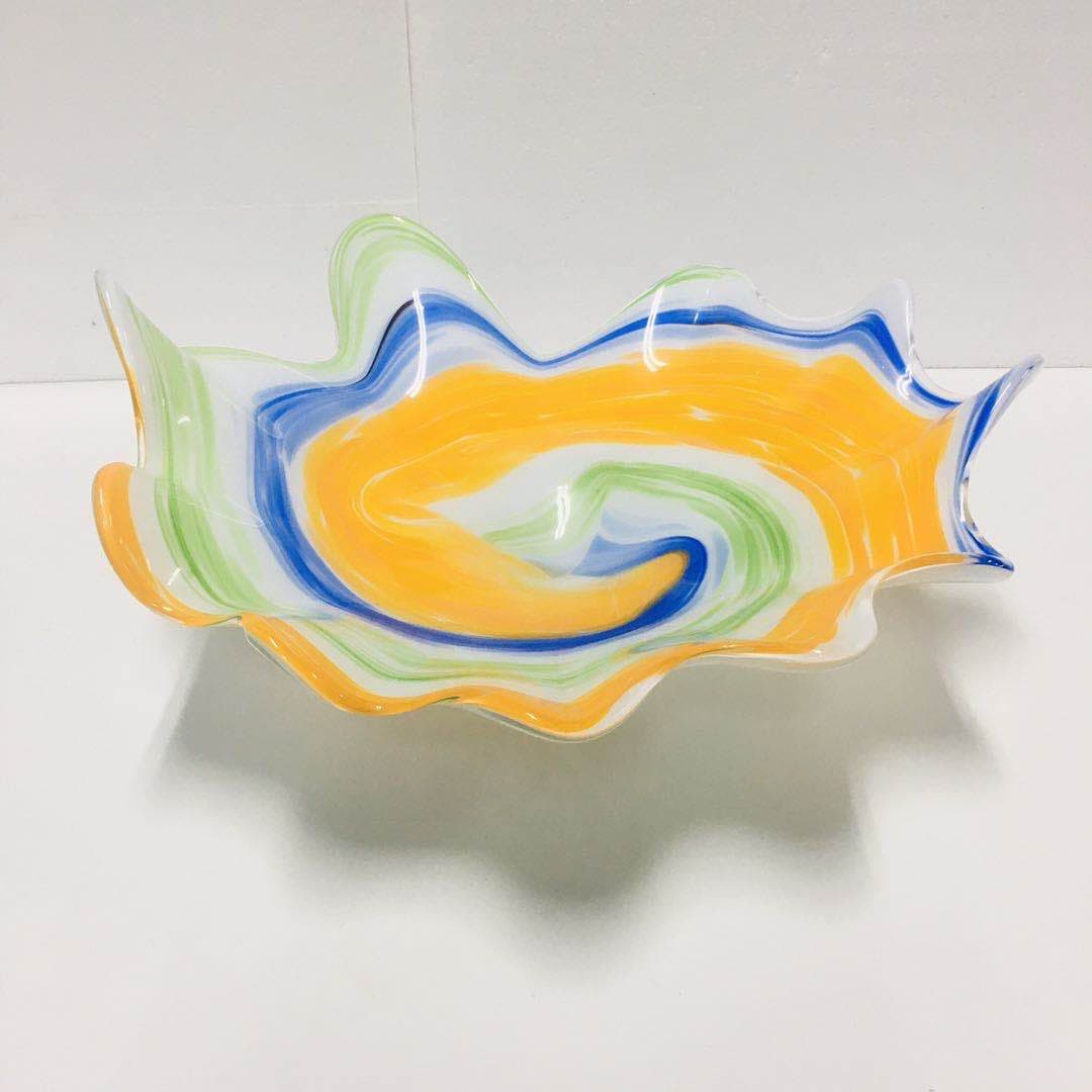Hand Blown Murano Glass Wall Plates Multi Colors D12Inches - BeyPan