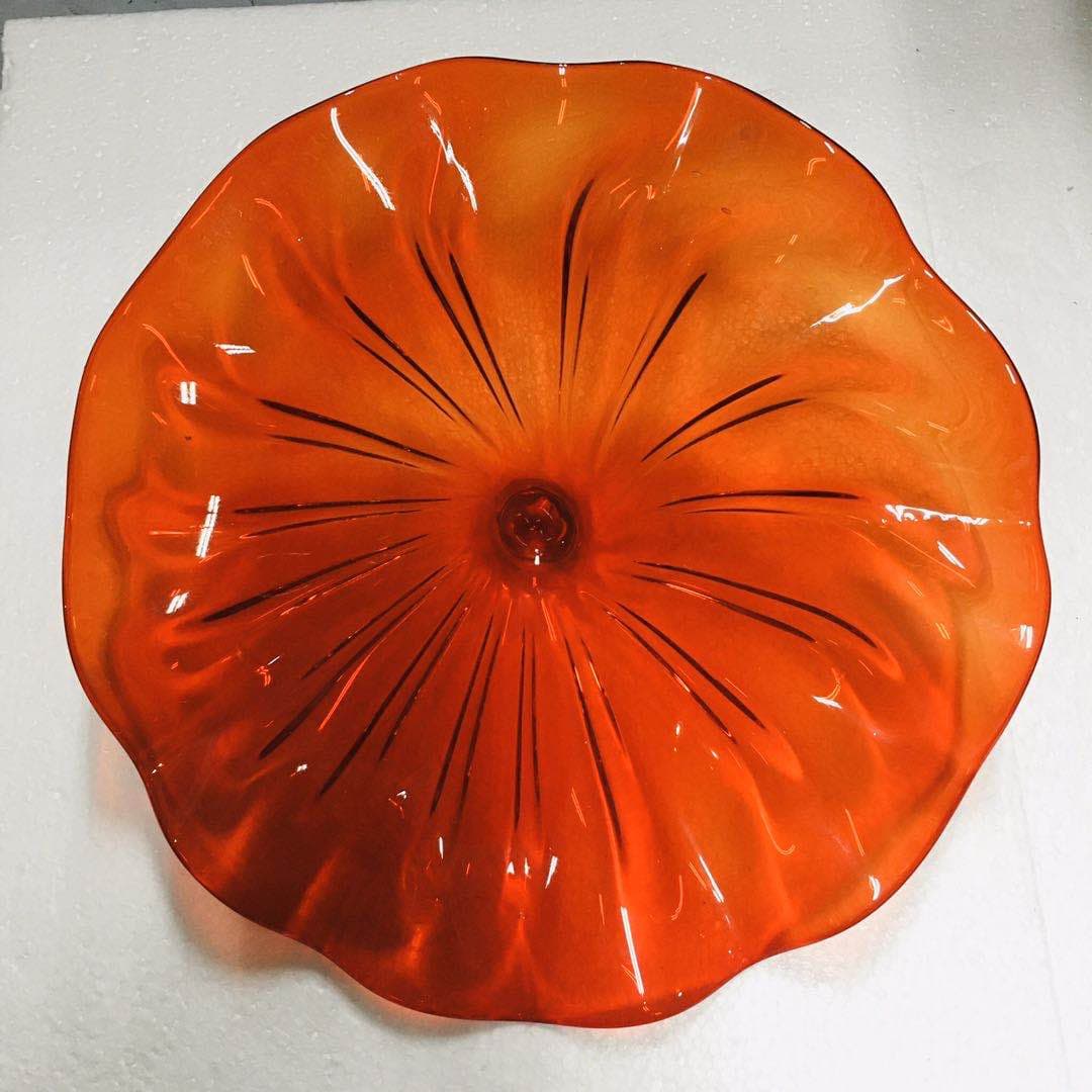Hand Blown Murano Glass Wall Plates Red Color D12Inches - BeyPan