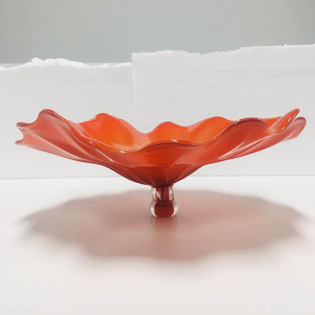 Hand Blown Murano Glass Wall Plates Red Color D12Inches - BeyPan