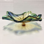 Hand Blown Murano Glass Wall Plates Yellow And Blue D12Inches - BeyPan