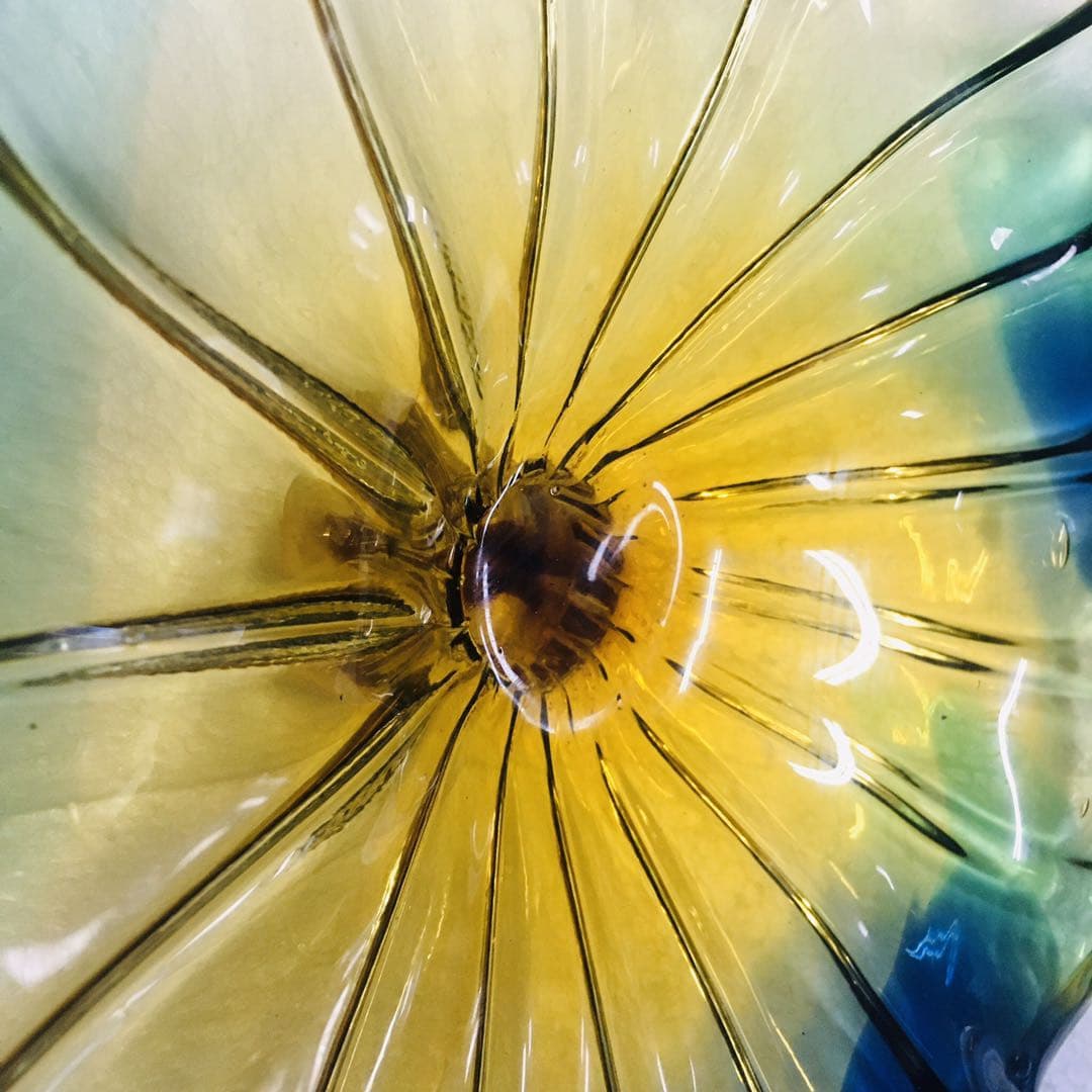 Hand Blown Murano Glass Wall Plates Yellow And Blue D12Inches Zweitbild
