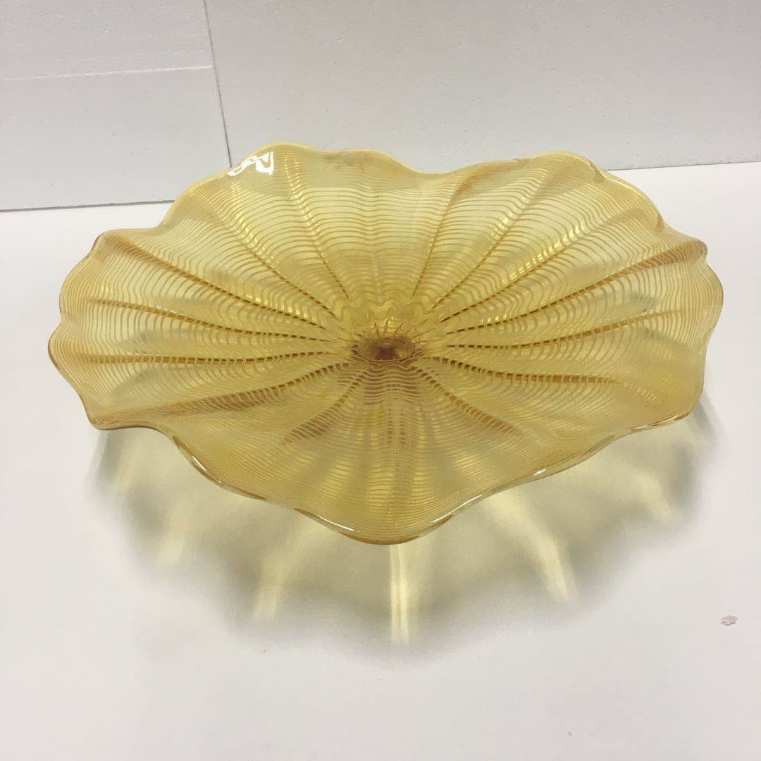 Hand Blown Murano Glass Wall Plates Yellow Color D12Inches - BeyPan