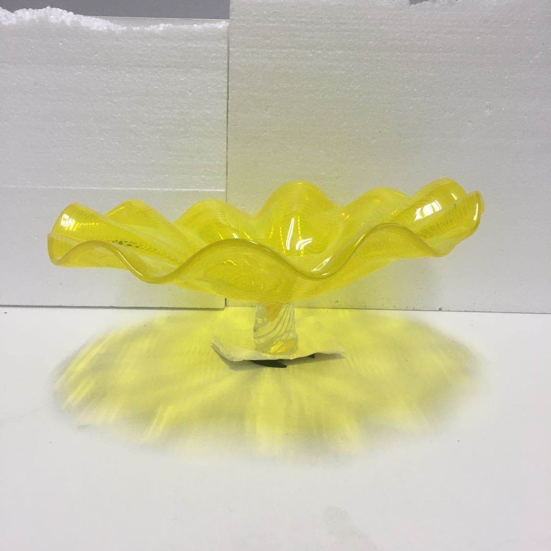 Hand Blown Murano Glass Wall Plates Yellow Color D12Inches - BeyPan