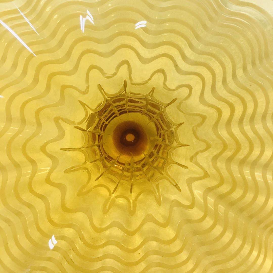 Hand Blown Murano Glass Wall Plates Yellow Color D12Inches - BeyPan