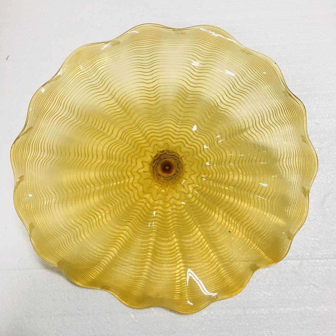 Hand Blown Murano Glass Wall Plates Yellow Color D12Inches - BeyPan Hauptbild