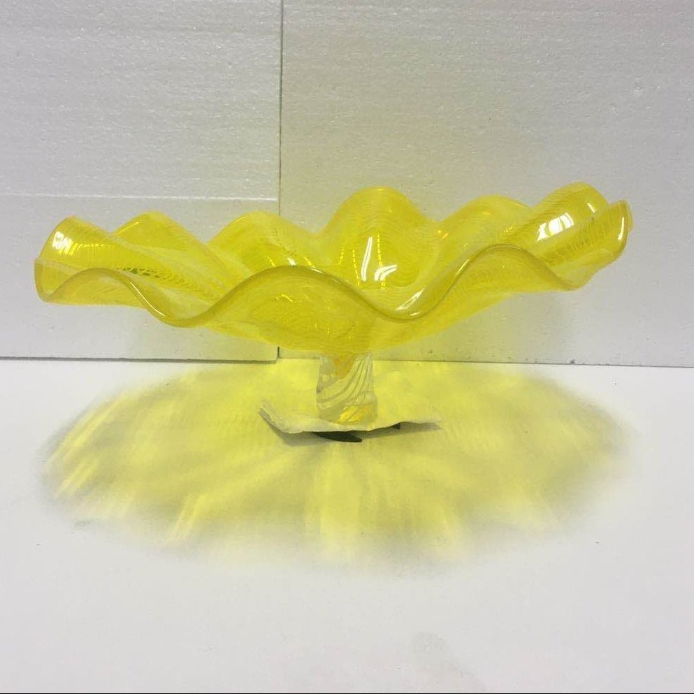 Hand Blown Murano Glass Wall Plates Yellow Color D12Inches - BeyPan