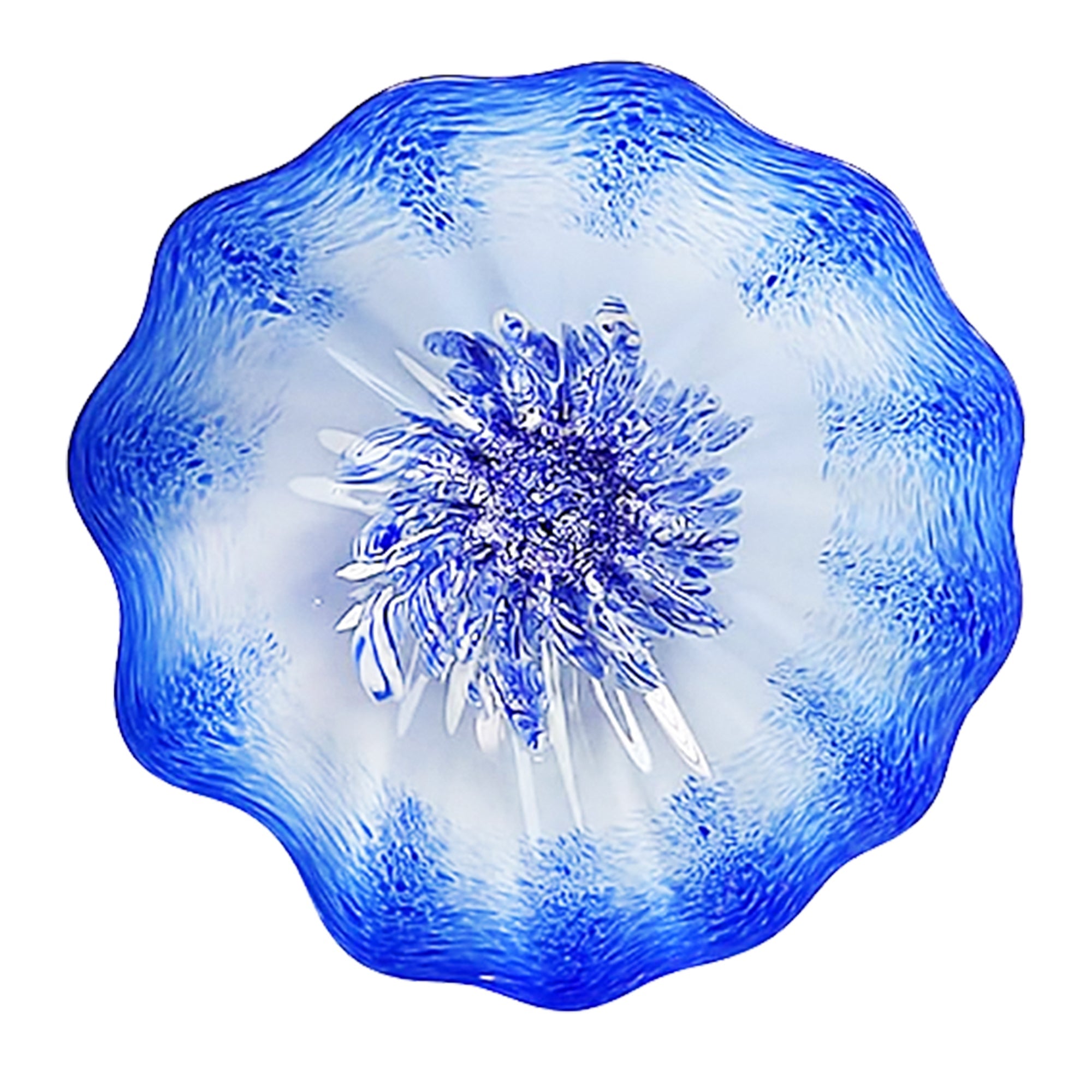 Hand Bowls Glass Blue and White Murano Art Glass Wall Decor Plate D12inches - BeyPan Hauptbild