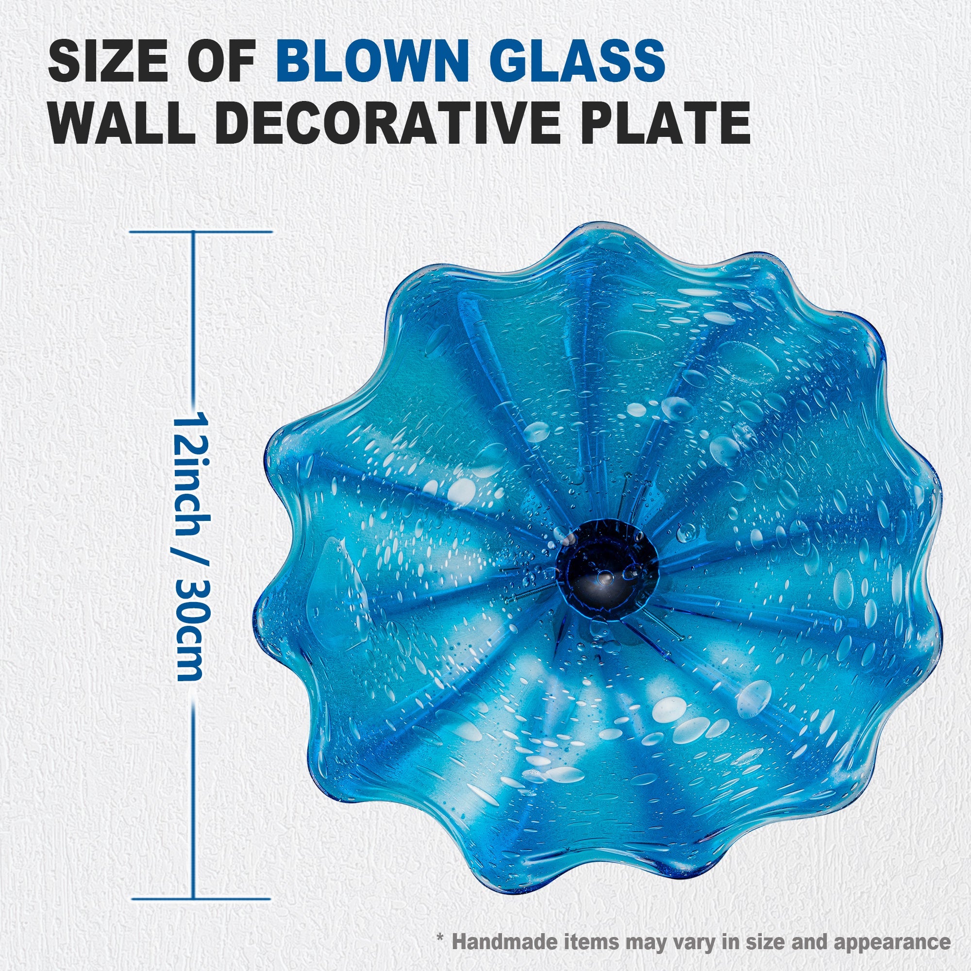 Hand Bowls Glass Blue Murano Art Glass Wall Decor Plate D12inches Zweitbild