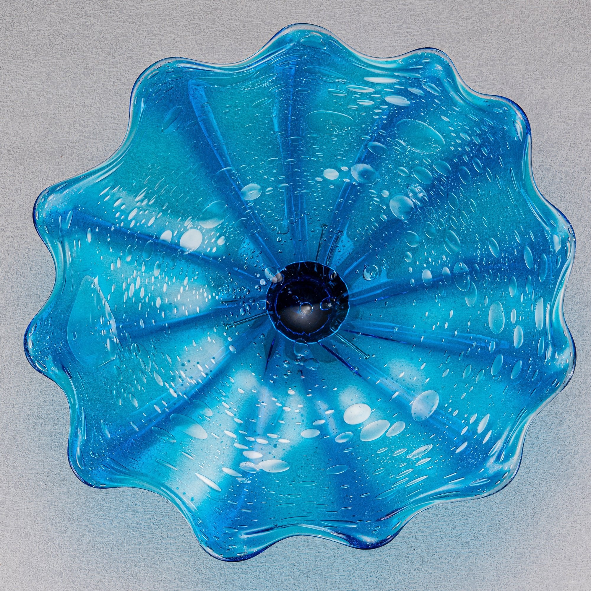 Hand Bowls Glass Blue Murano Art Glass Wall Decor Plate D12inches - BeyPan